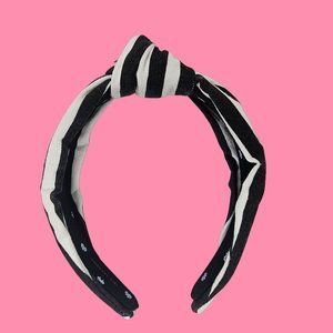 Lele Sadoughi Headband Black White Striped Knotted